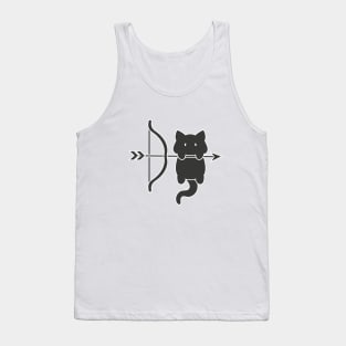 Sagittarius Cat Zodiac Sign (Black and White) Tank Top